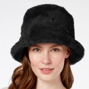 Steve Madden Faux Fur Bucket Hat Black 